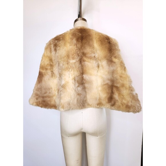 40s 50s Rabbit Fur Stole Cape Capelet Shawl Shrug Mid Century SOFT Wedding OS - Picture 7 of 8